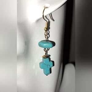 Turquoise Cross Dangle Earrings